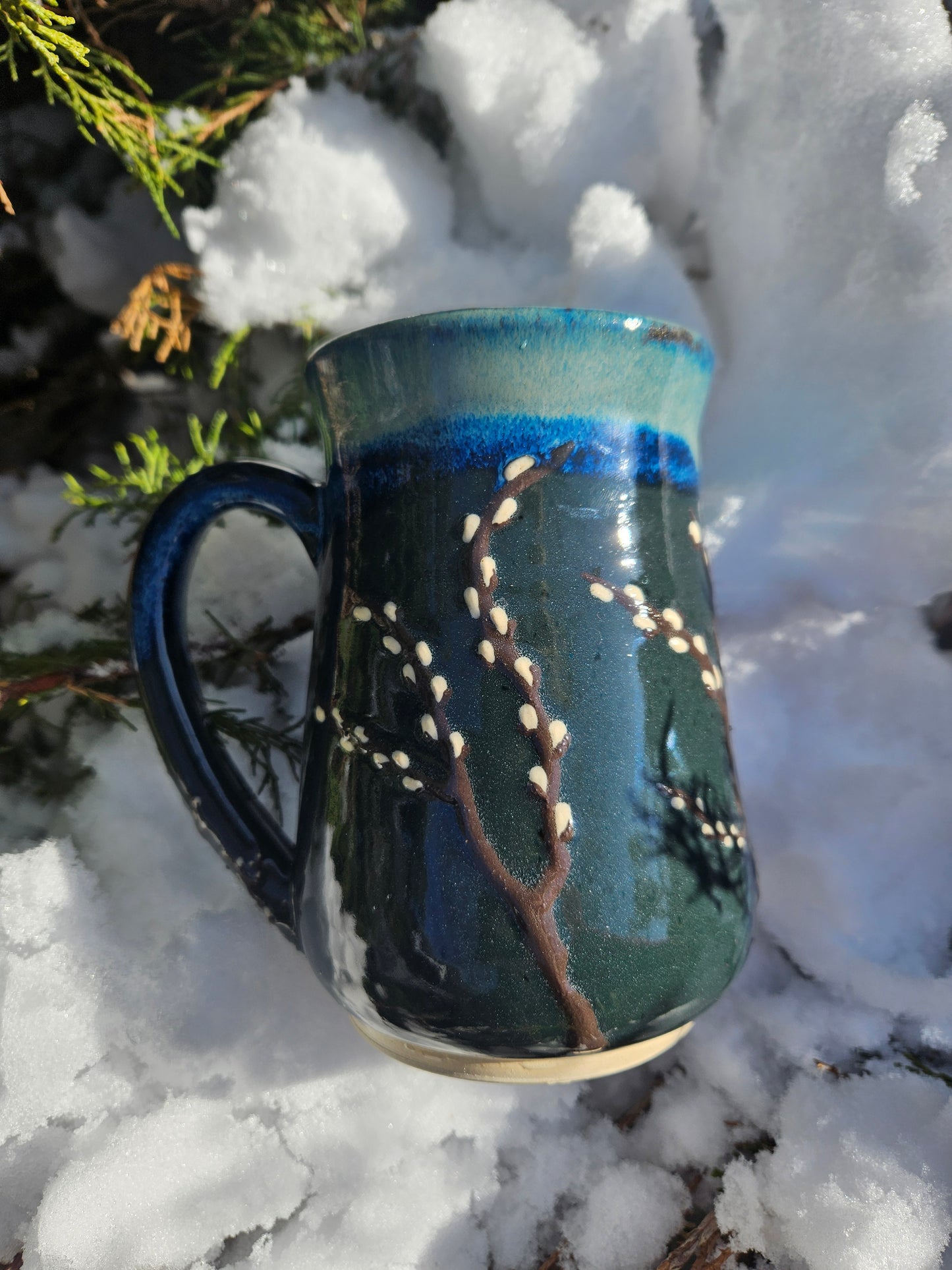 Blue Pussy Willow 3- 16 oz mug