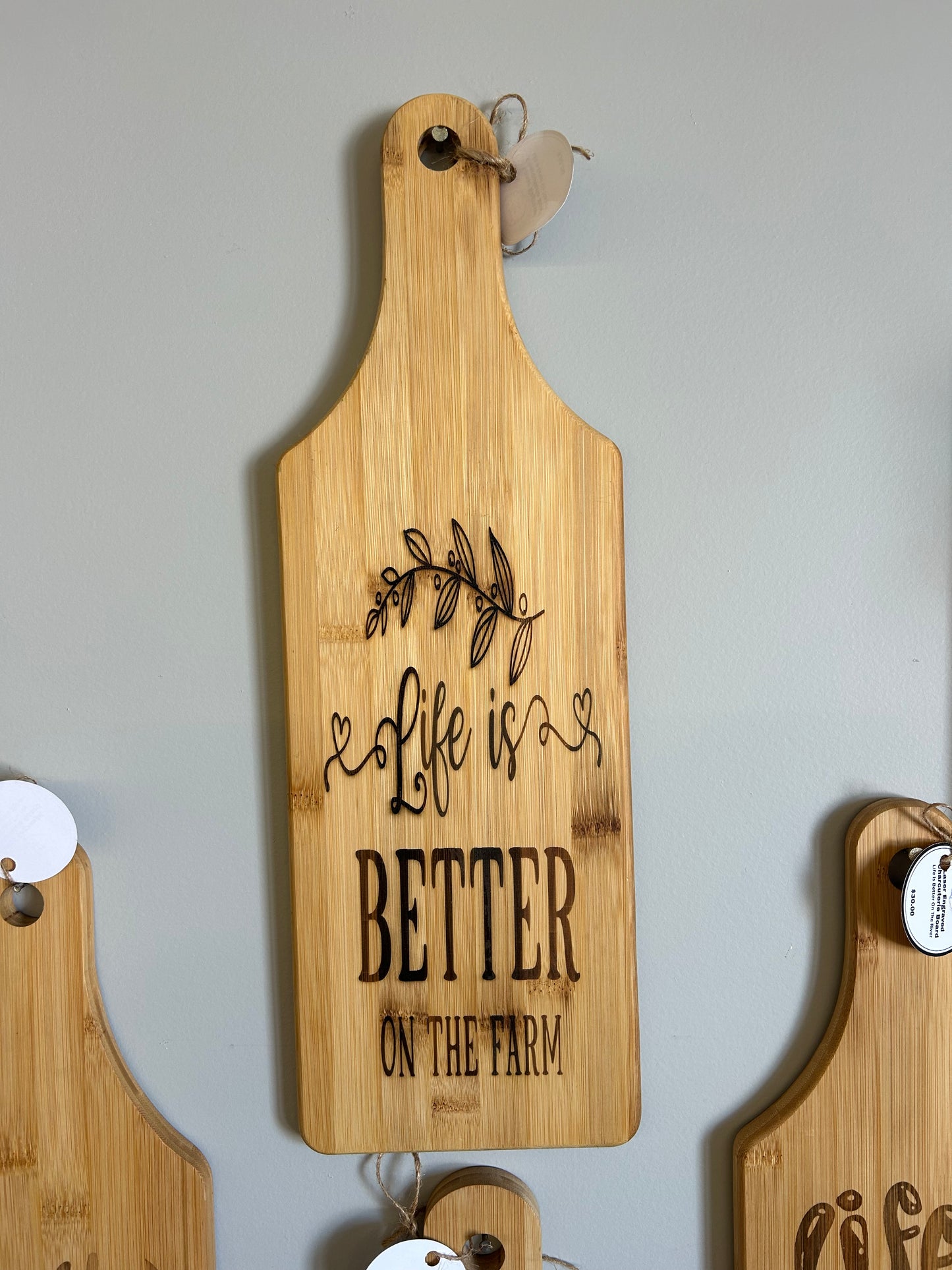 Life Is Better On The Farm - Laser Engraved Charcuterie Board