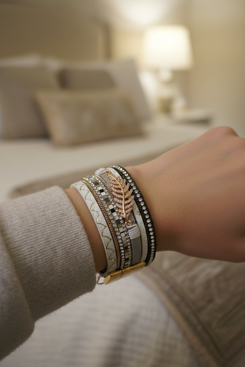 Feathers with diamonds bracelets- click for varieties