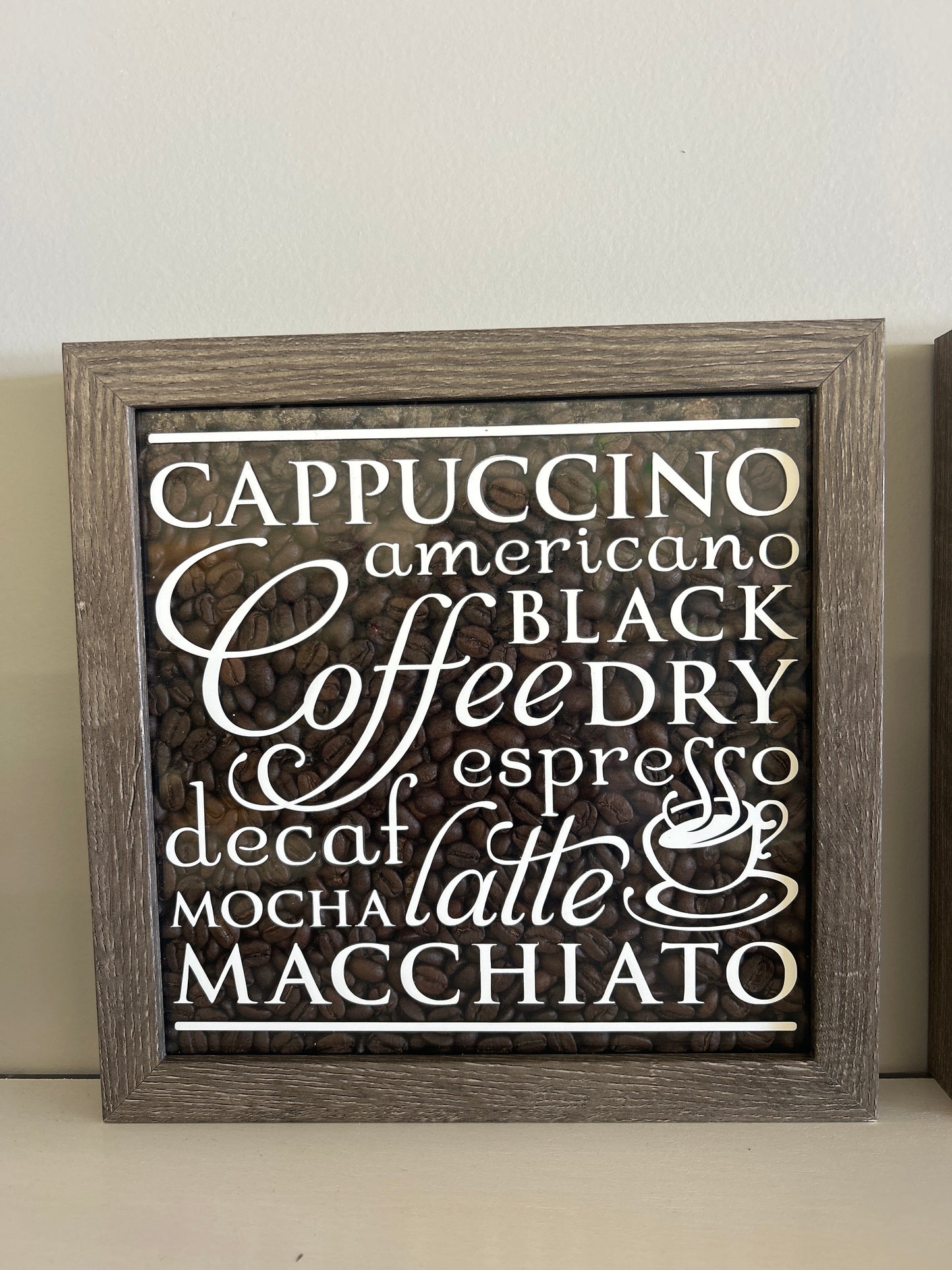 Coffee Themed Words - Coffee Bean - Shadow box