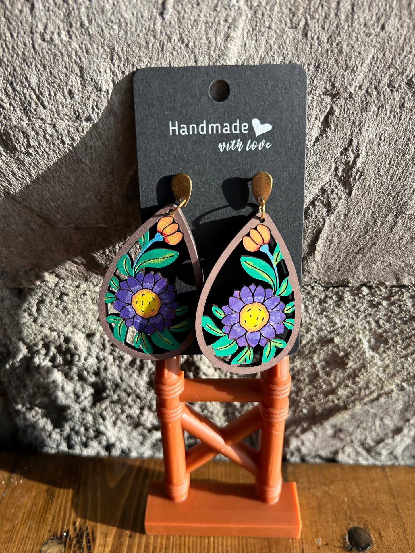 Large Purple Flower Earring