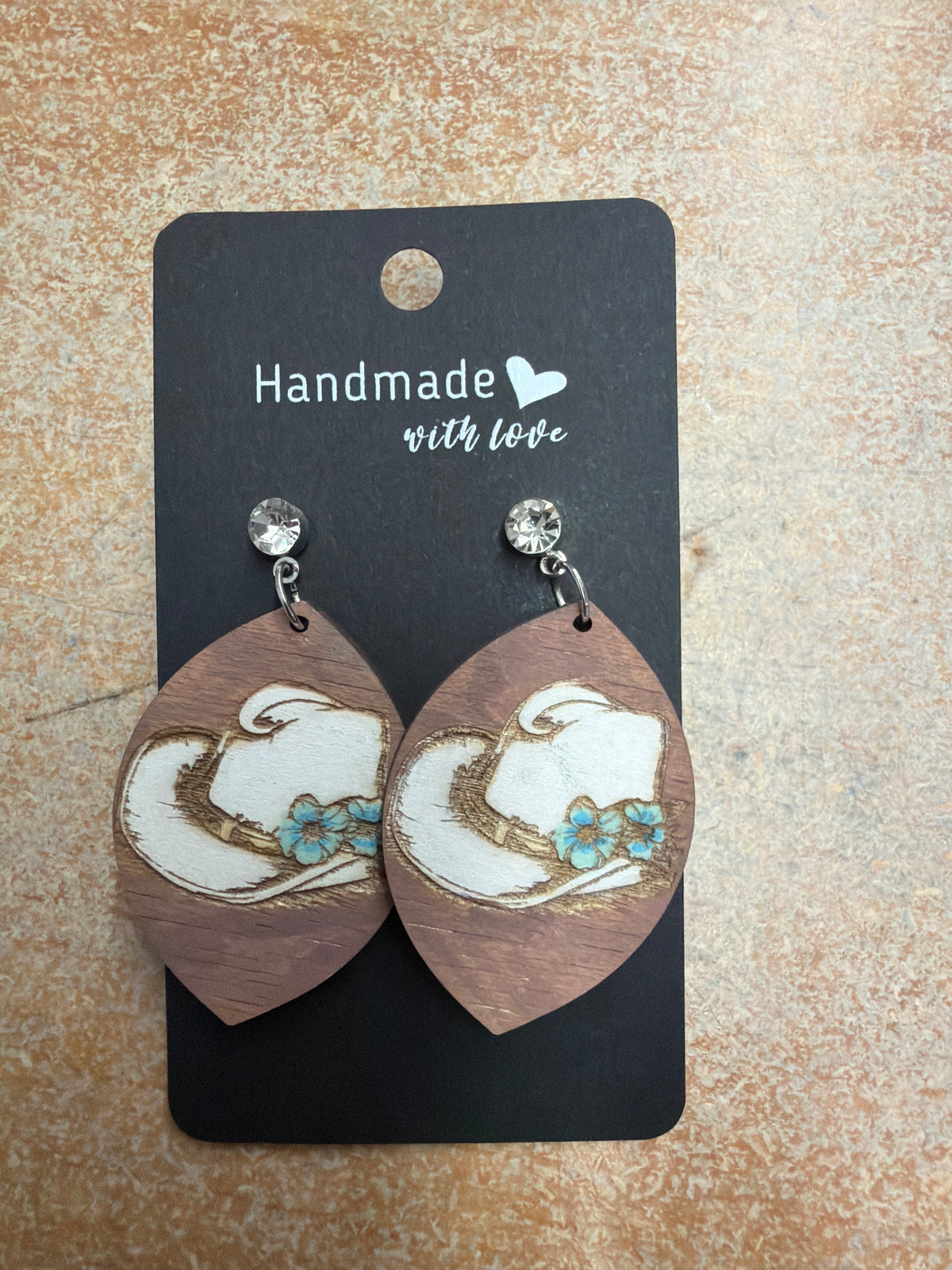Cowboy Hat Wood Earrings