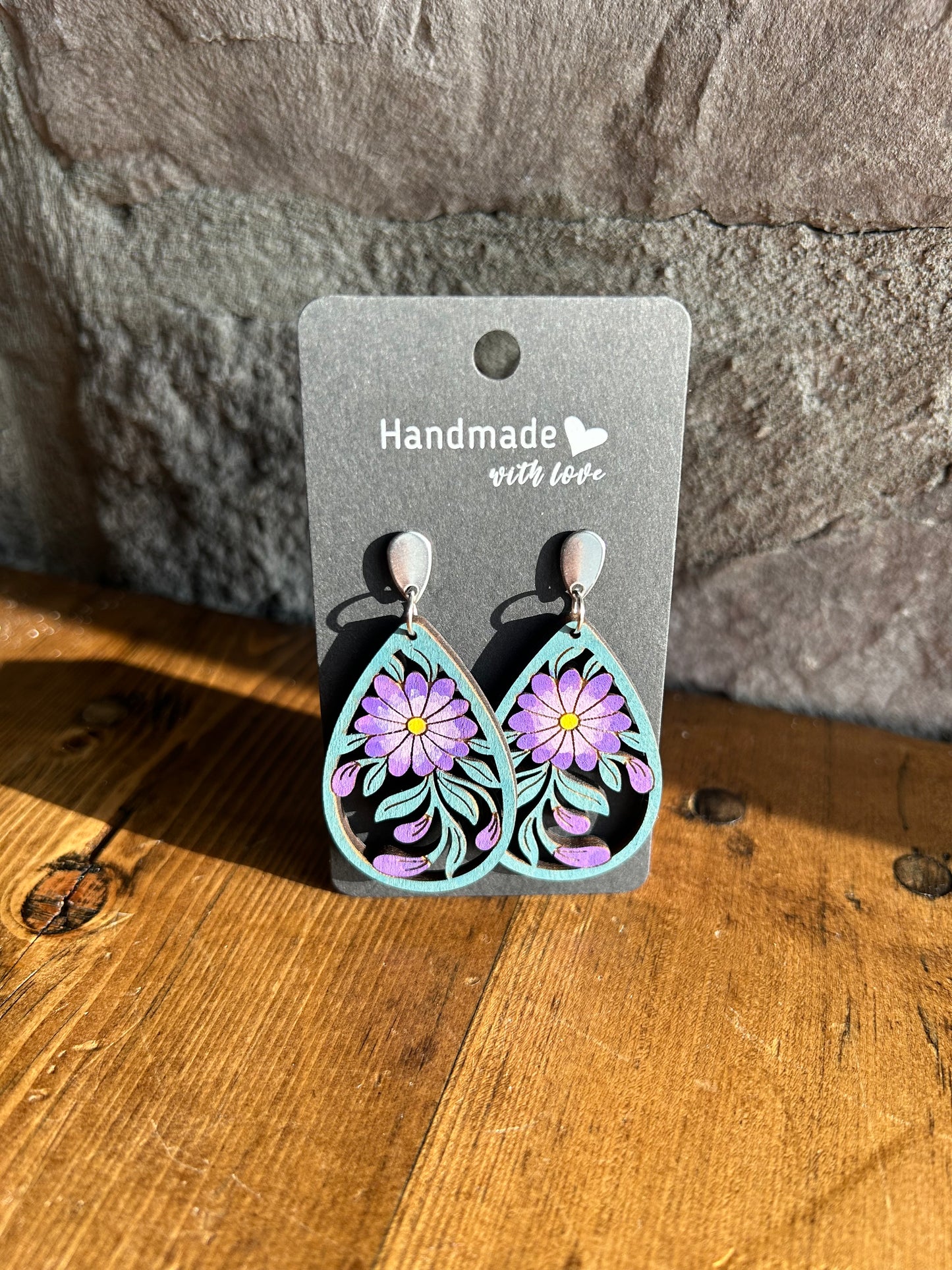 Purple Floral Earring Cut Out