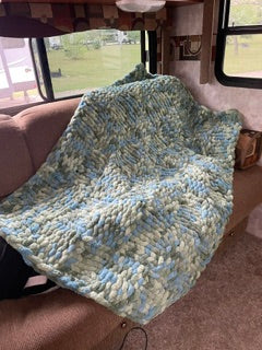 Chunky Blanket Green Blue 38 x 55