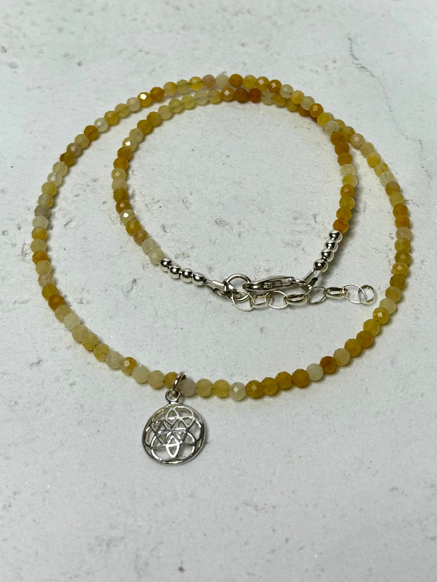 Yellow Aventurine & Flower of Life Necklace