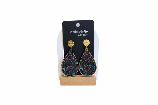 Pink Floral Cactus Earrings