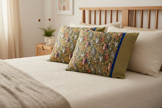 Farm Scene Green Pillow Cases