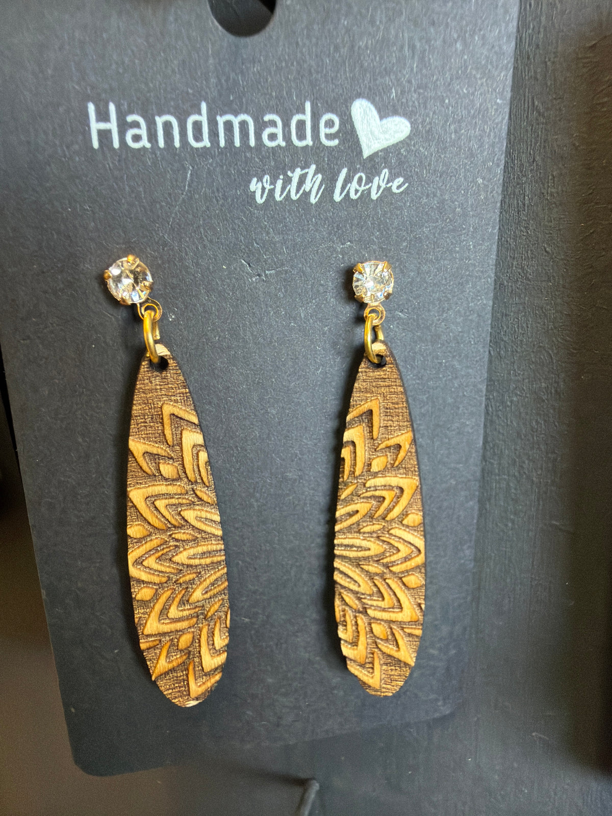 Long Dangle Natural Wood Earrings