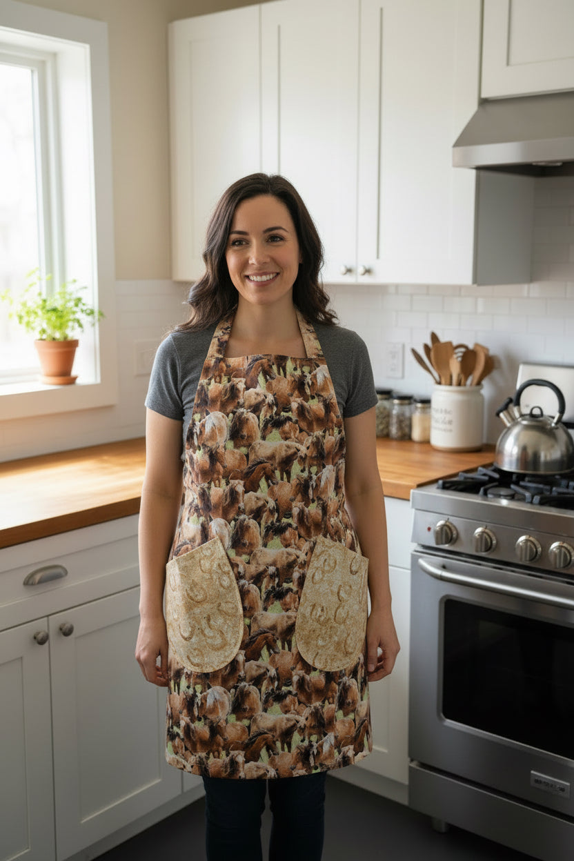 Reversible Brown Horse Apron
