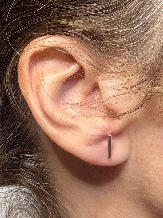 Handmade Sterling Silver Bar Stud Earrings