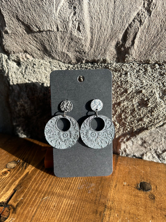 Silver and Grey Floral Earrings
