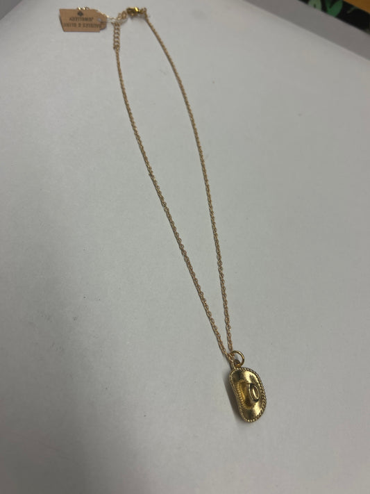 Gold Cowboy Hat Necklace