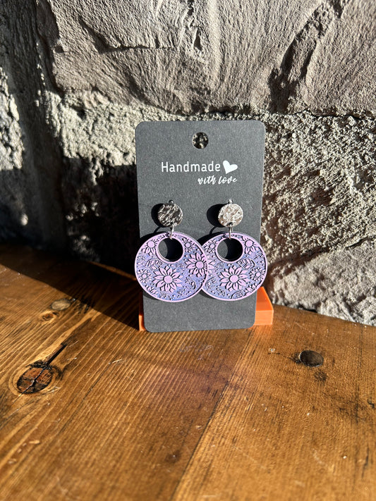Purple and Pink Daisy Floral Earring