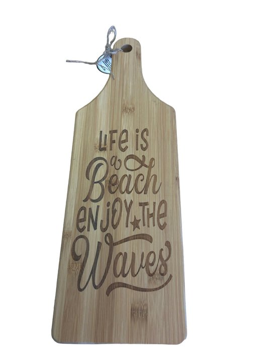 Life is a beach enjoy the waves laser, engraved charcuterie board