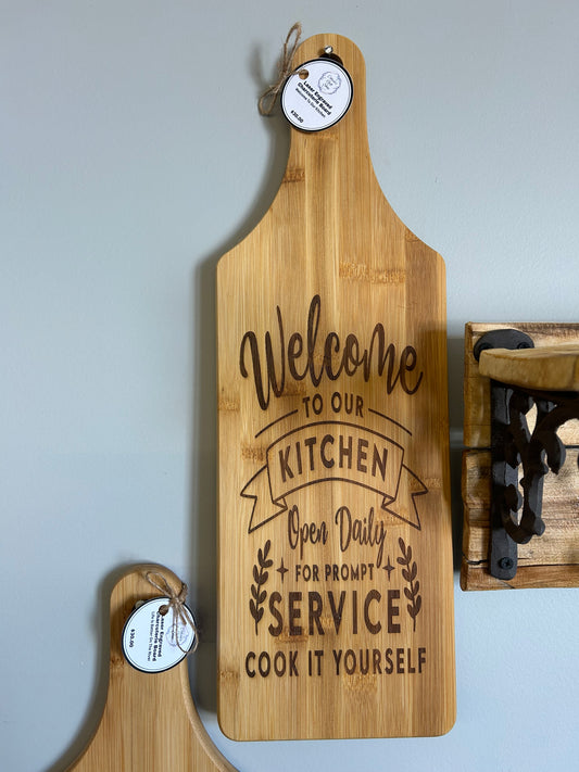Welcome To Our Kitchen - Laser Engraved Charcuterie Board