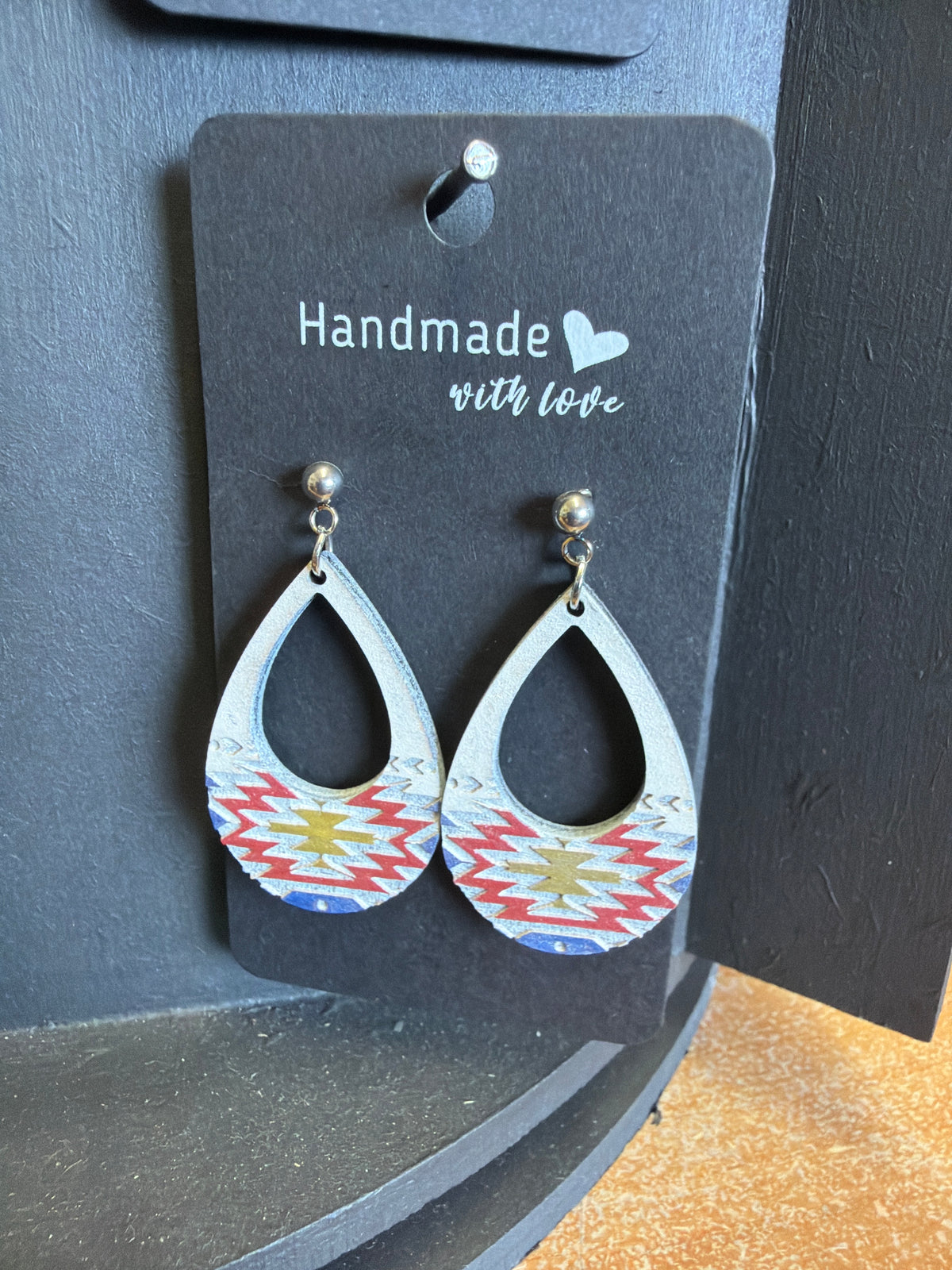 White Medium Aztec Earrings