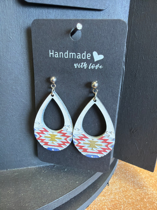 White Medium Aztec Earrings