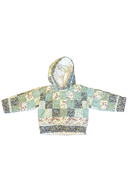 Kids floral green quilt hoodie