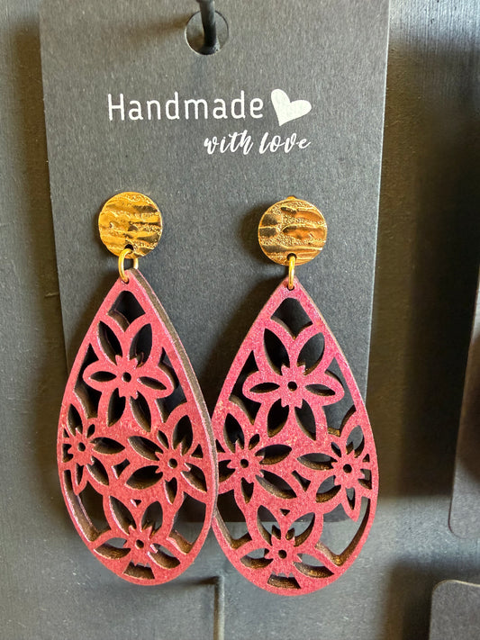 Teardrop Floral Design Earrings