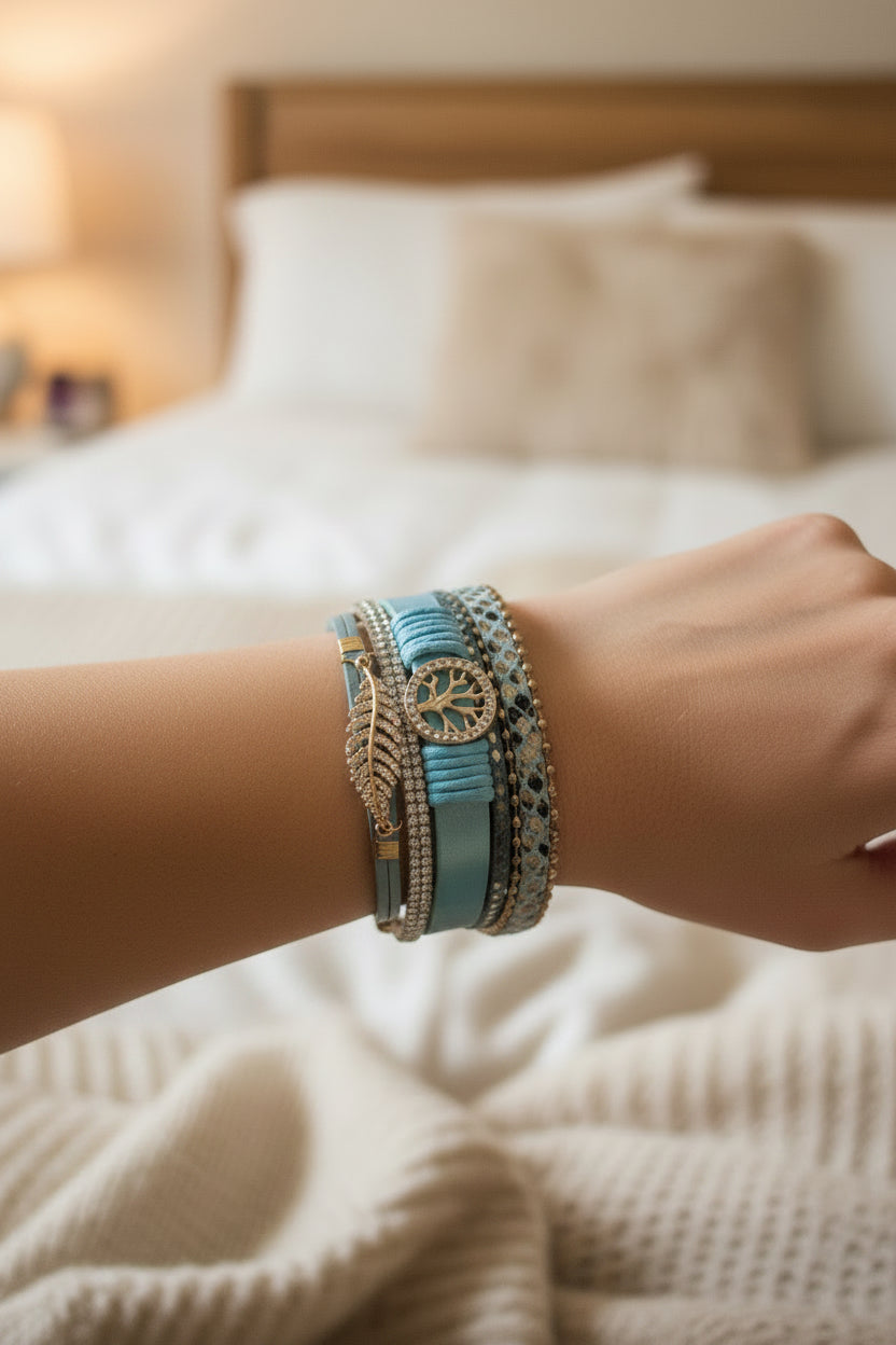 Tree of life with diamond feather bracelets - click for varieties