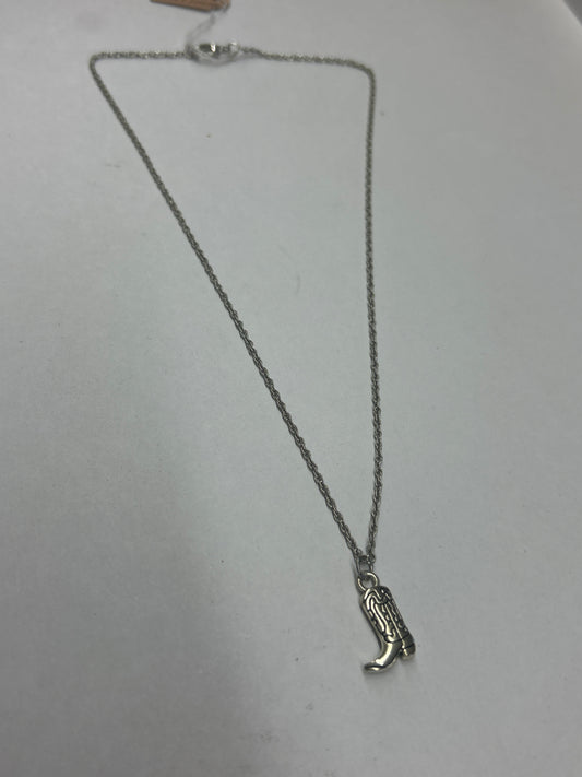 Silver Cowboy Boot Necklace