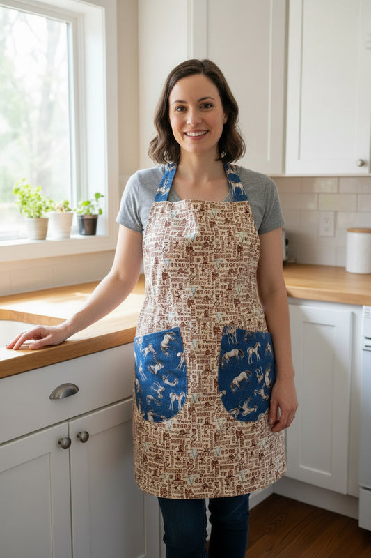 Reversible Blue Horse Apron