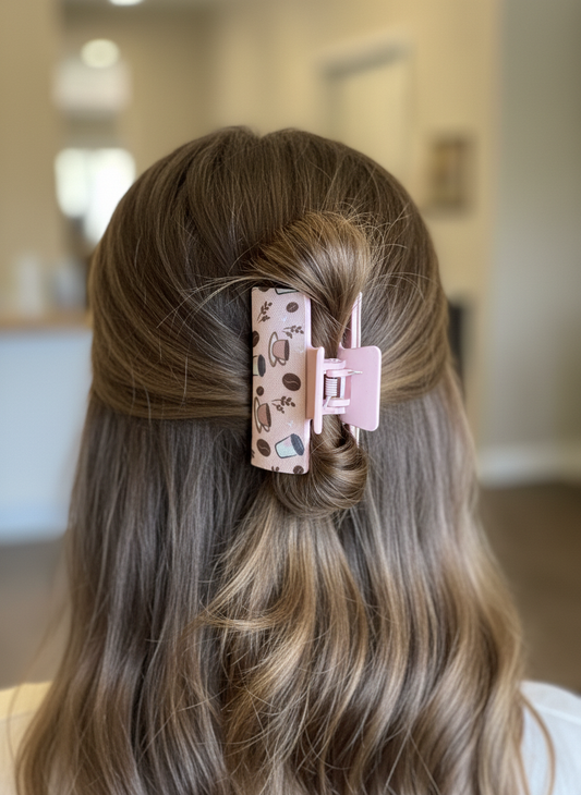 Pink Coffee Medium Claw Clip