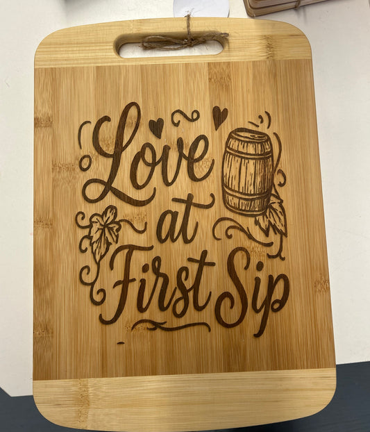 Love At First Sip - Laser Engraved Charcuterie Board