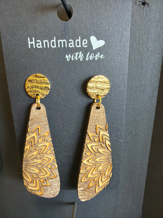 Long Dangle Natural Wood Earrings