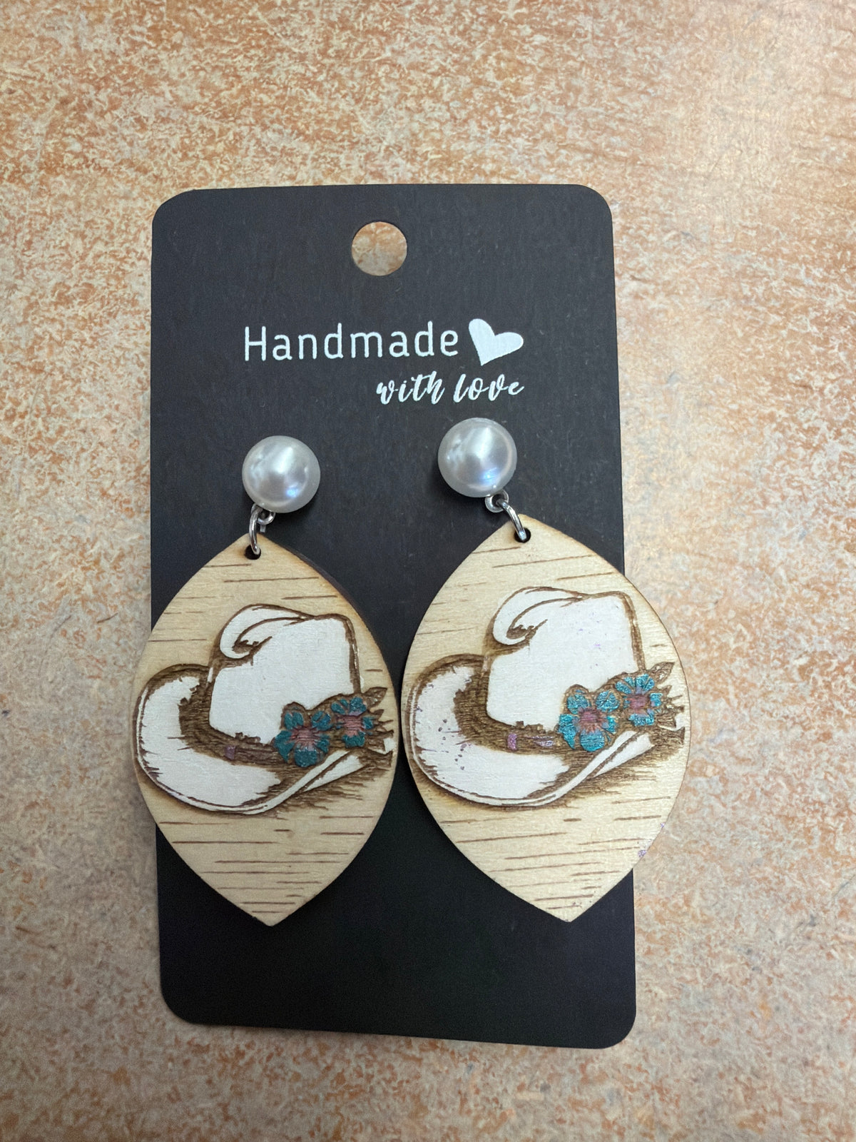 Cowboy Hat Wood Earrings